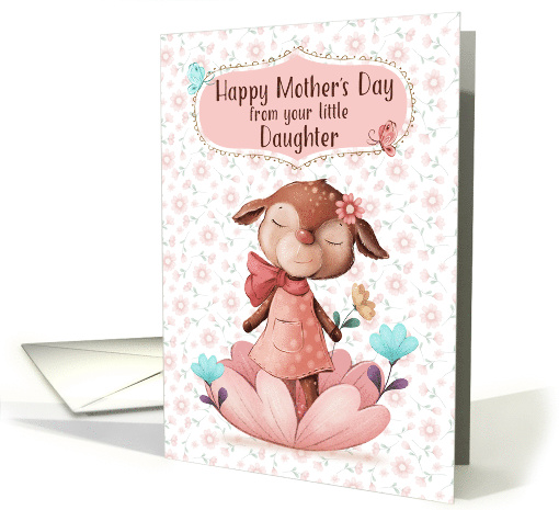 Happy Mother's Day from Little Daughter Cute Deer and Flowers card