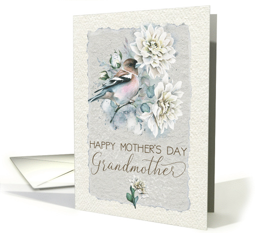 Happy Mother's Day to Grandmother Pretty Bird with Dahlias card