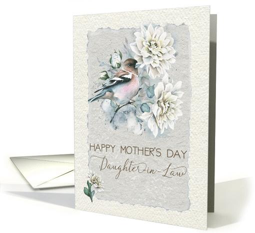 Happy Mother's Day to Daughter in Law Pretty Bird with Dahlias card