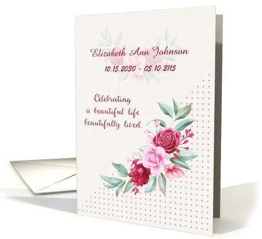 Celebrating Life of a Loved One Death Announcement Custom Name card