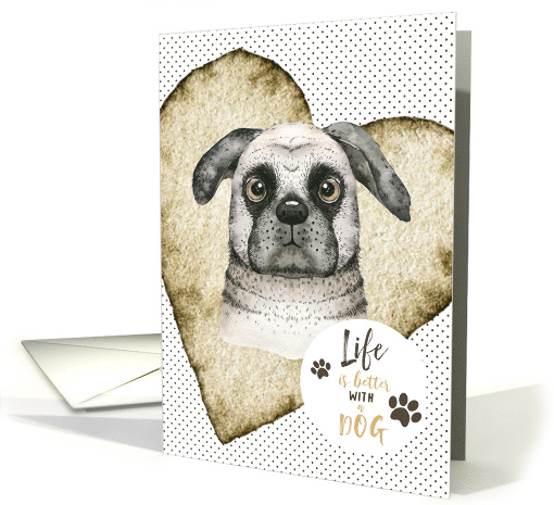 Congratulations on Adopting a Dog, Cute Dog and Word Art card