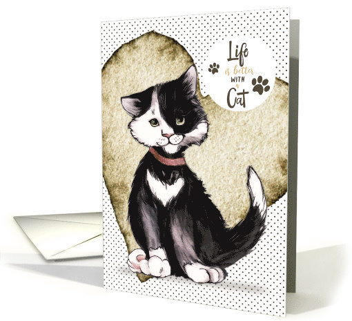 Congratulations on Adopting a Cat Cute Cat and Word Art card (1629978)