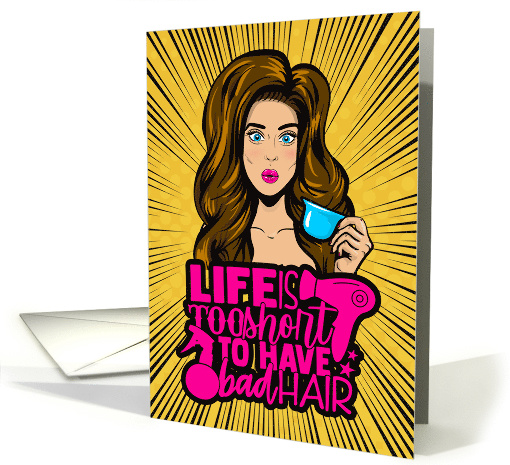 Happy Birthday to Hair Stylist Pop Art Woman with Word Art card