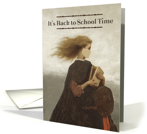 Back to School During Covid 19 Situation Vintage Painting card