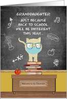 Back to School to Granddaughter Encouragement During Covid 19 Cute Cat card