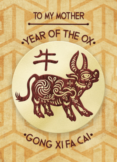 Happy Chinese New Year to Mother Year of the Ox, Floral Ox