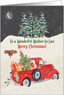Mother In Law Merry Christmas Red Truck Snow Scene card