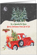 Boss From All of Us Merry Christmas Red Truck Snow Scene card