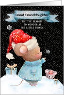 Great Granddaughter Merry Christmas Cute Mice in the Snow card