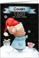 Cousin Merry Christmas Cute Mice in the Snow card