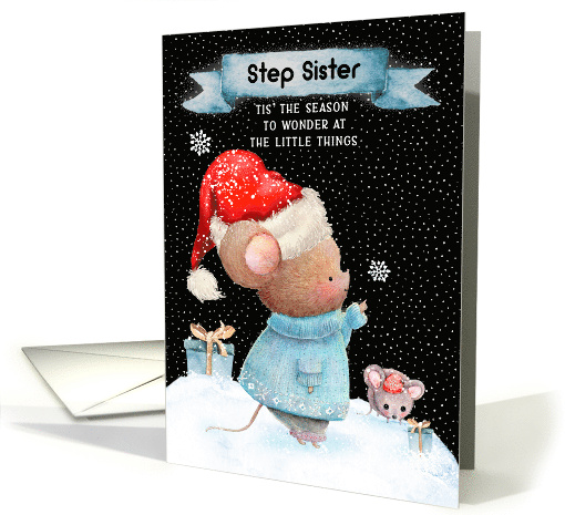 Step Sister Merry Christmas Cute Mice in the Snow card (1642448)