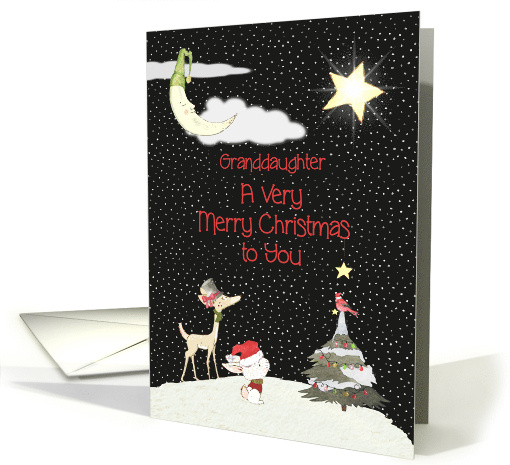 Granddaughter Merry Christmas Adorable Animals in the Snow card