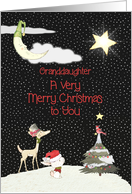 Granddaughter Merry Christmas Adorable Animals in the Snow card