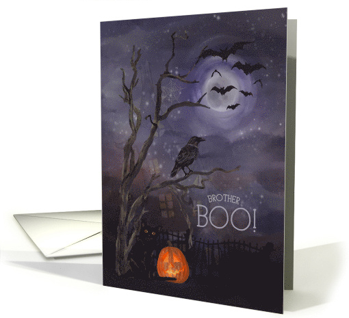 Brother Boo Happy Halloween Misty Nighttime Scene card (1652482)