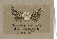 Pet Sympathy Paw with Angel Wings and Word Art card