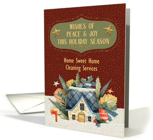 Business Christmas Custom Business Name Cottage Home in the Snow card