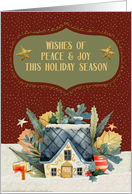 Merry Christmas and Happy New Year Cottage Home in the Snow card