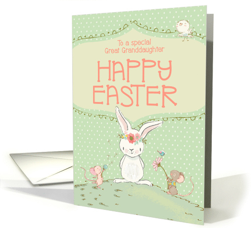 Great Granddaughter Happy Easter Cute Bunny and Friends card (1667296)