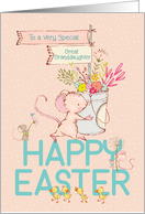 Great Granddaughter Happy Easter Mice and Flowers card