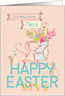Niece Happy Easter Mice and Flowers card