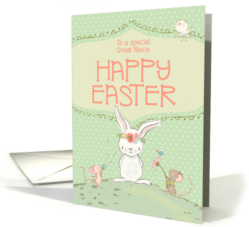 Great Niece Happy Easter Cute Bunny and Friends card (1668630)