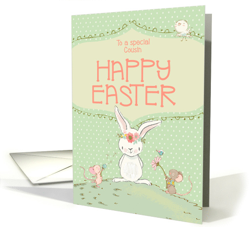 Cousin Happy Easter Cute Bunny and Friends card (1668634)