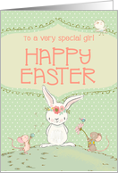 To a Special Girl Happy Easter Cute Bunny and Friends card
