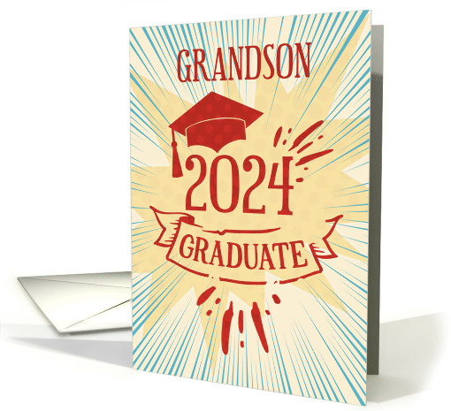 Grandson Graduation 2024 Congratulations Colorful Word Art card