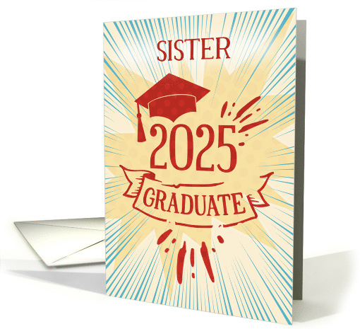 Sister Graduation 2025 Congratulations Colorful Word Art card