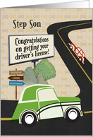 Step Son Congratulations on Getting Driver’s License Road Scene card