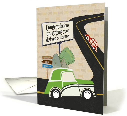 Congratulations on Getting Driver's License Road Scene card (1670300)