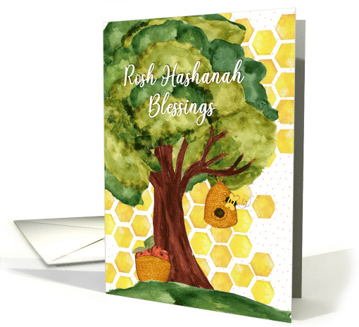 Rosh Hashanah Blessings Beehive and Apples card (1671884)
