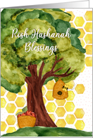 Rosh Hashanah Blessings Beehive and Apples card