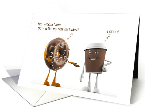 Friendship Thank You Chocolate Donut and Mocha Latte Characters card