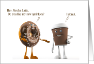 Friendship Thank You Chocolate Donut and Mocha Latte Characters card