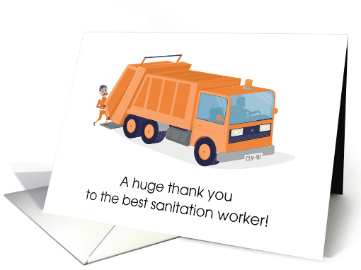 Sanitation Worker Thank You Garbage Truck and Collector card (1689070)