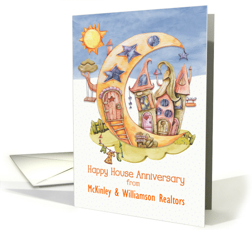 House Anniversary Greeting from Real Estate Business Custom Name card