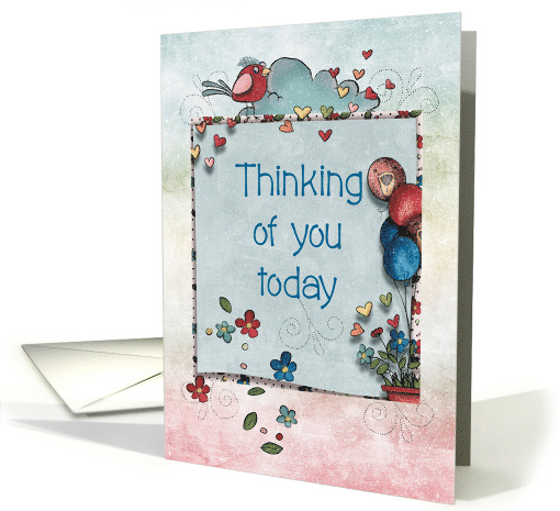 Thinking of You Today Scrapbook Style with Flowers and Balloons card