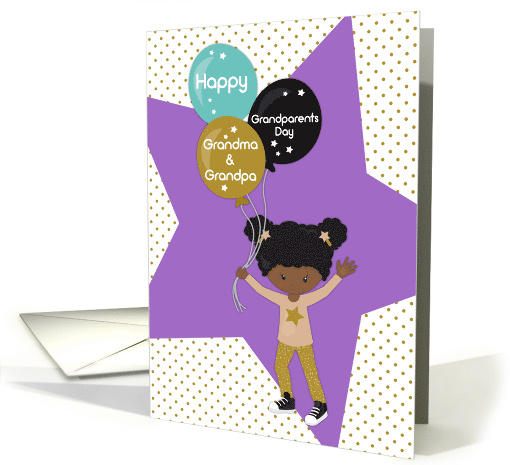 Grandma and Grandpa Happy Grandparents Day African American Girl card