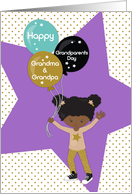 Grandma and Grandpa Happy Grandparents Day African American Girl card