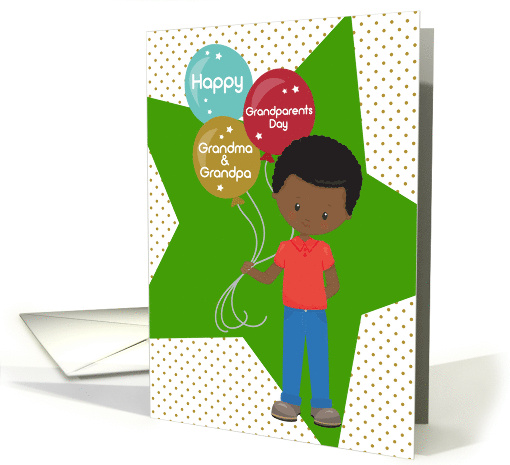Grandma and Grandpa Happy Grandparents Day African American Boy card