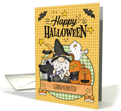 Goddaughter Happy Halloween Gnome and Friends card (1695320)