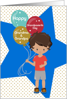 Grandma and Grandpa Happy Grandparents Day Young Boy with Balloons card