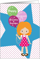 Grandma and Grandpa Happy Grandparents Day Young Girl with Balloons card