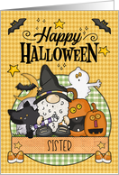Sister Happy Halloween Gnome and Friends card