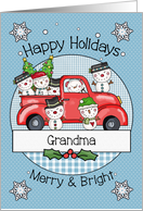 Grandma Happy Holidays Snowmen and Red Truck card