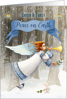 Cousin and Family Christmas Peace on Earth Beautiful Angel card