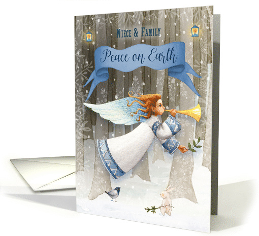 Niece and Family Christmas Peace on Earth Beautiful Angel card