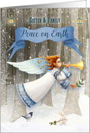 Sister and Family Christmas Peace on Earth Beautiful Angel card