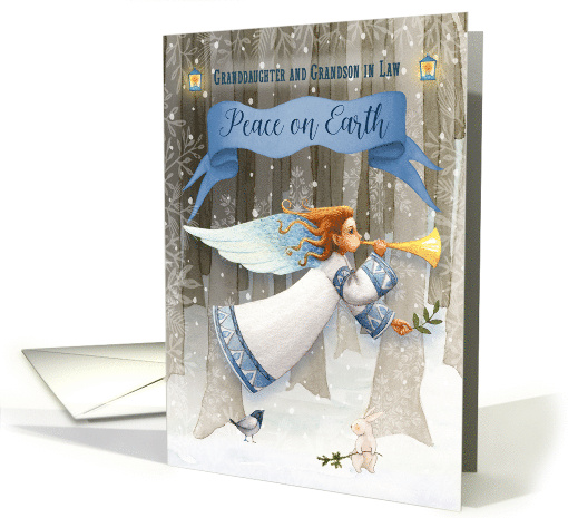 Granddaughter and Grandson in Law Christmas Peace on Earth Angel card